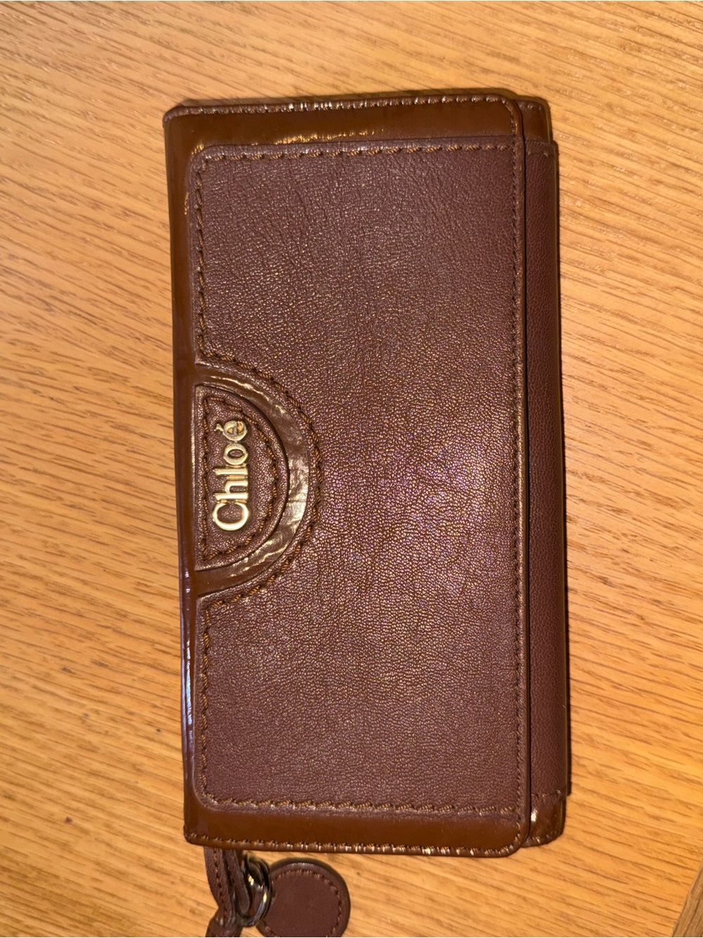 Coach Brown Leather Wallet with Logo Disc